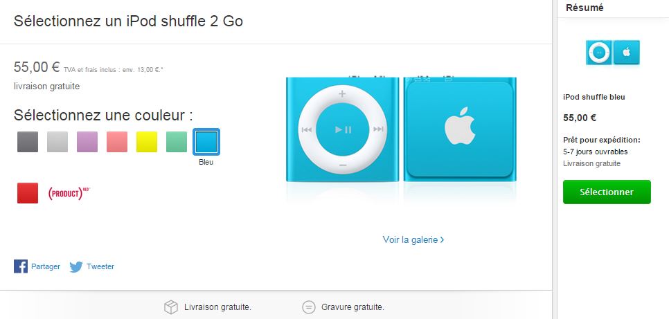 iPod Shuffle bleu